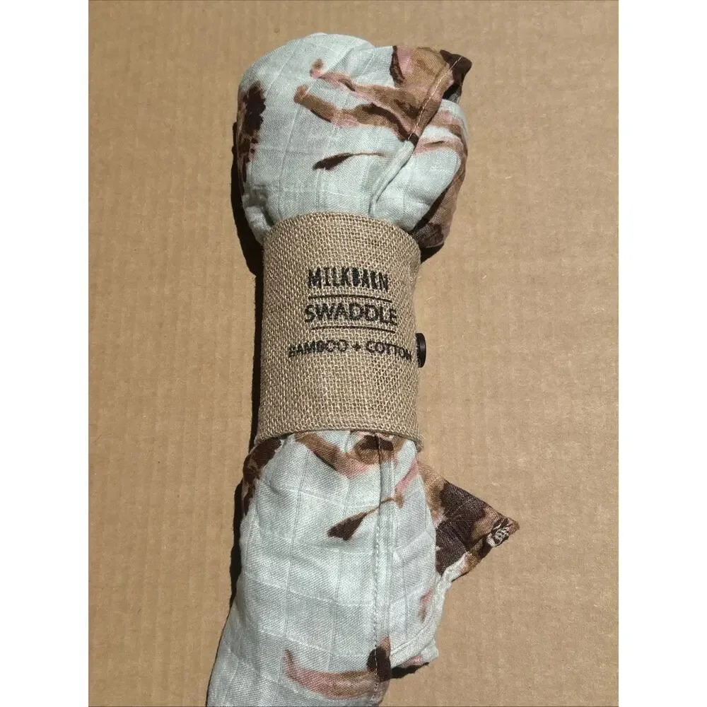 MilkBarn Lion Swaddle Blanket 47x47 Bamboo Rayon Cotton NWOT Baby Safari Theme